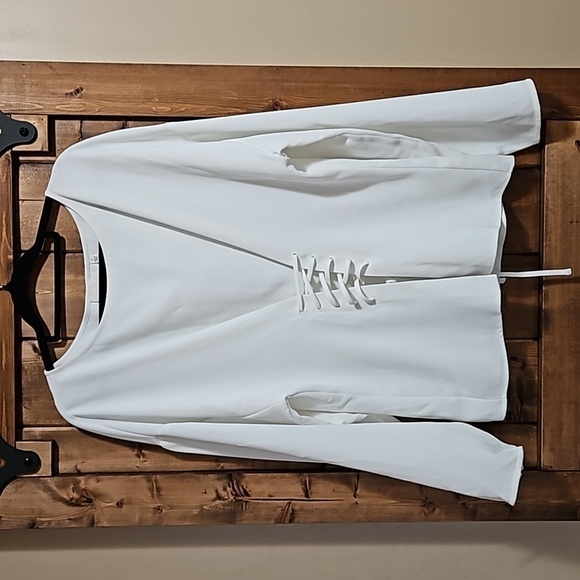 Aritzia Tops - Wilfred Aritzia Cream Lace-Up Corset Blouse Size Large